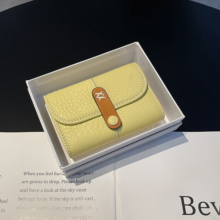 Textured Leather Tri-Fold Wallet Bowlift