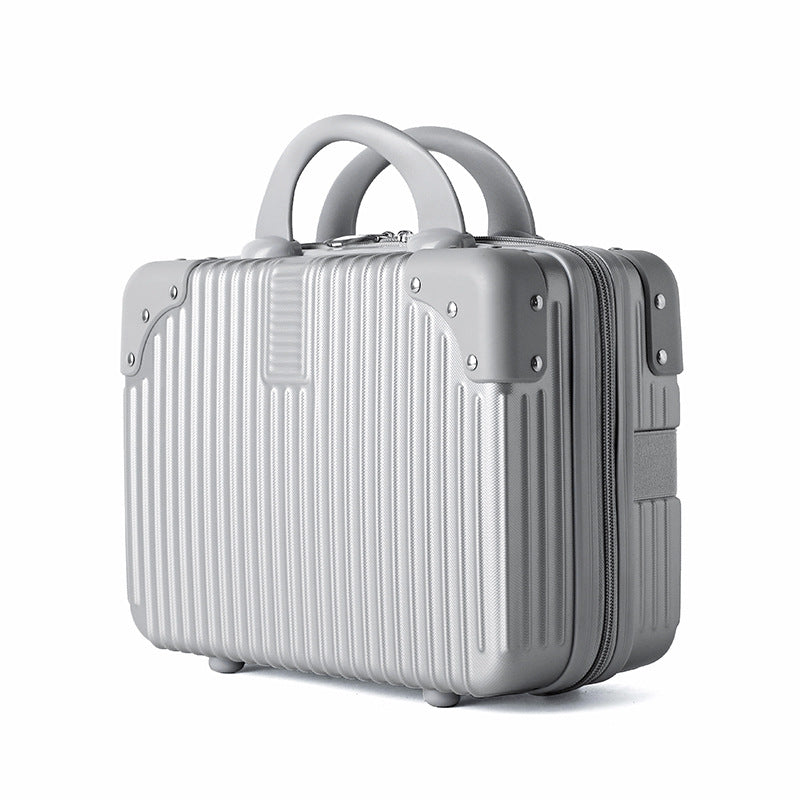 hard-shell travel cosmetic case with double-zip closure top handle and protective feet Bowlift