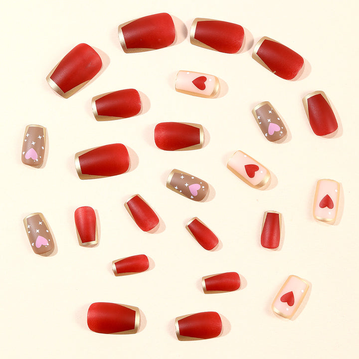 Decorative Heart-Accent Gel Nail Art Extensions Bowlift