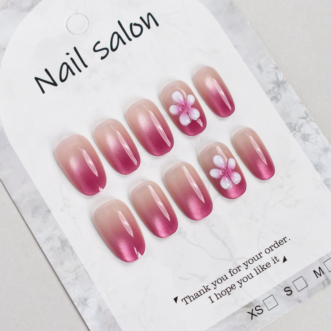Elegant Floral Press-On Nail Set Bowlift