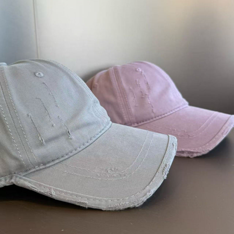 Women's Distressed Casual Twill Baseball Cap Bowlift