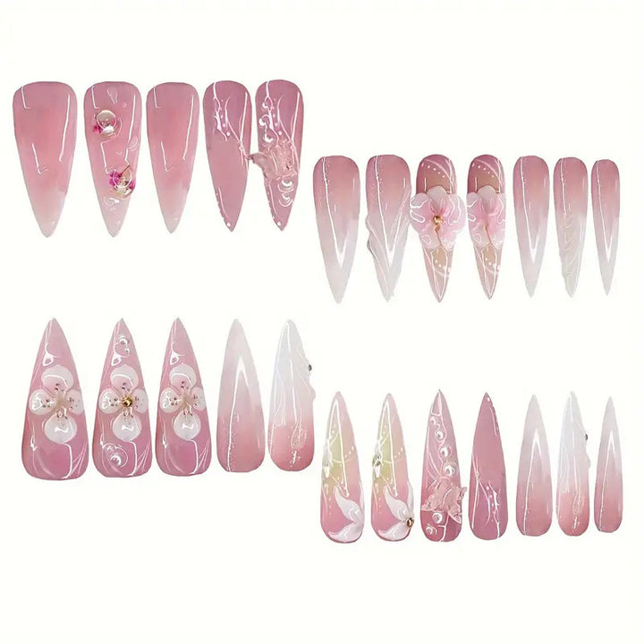Sculpted Floral Press-On Nail Art Bowlift