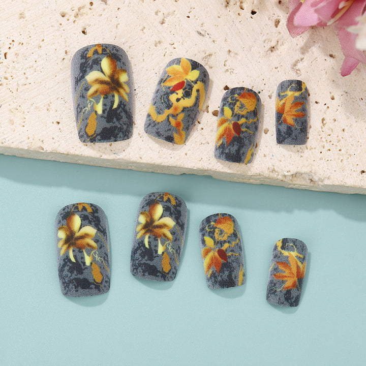 Artificial nails with colorful flower designs Bowlift