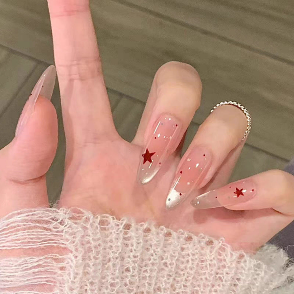 Artistic Almond-Shaped Press-On Nails with Floral Design Bowlift