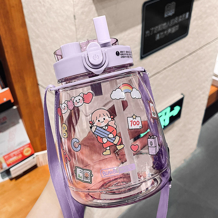Women Glass Drinking Bottle with Secure Lid Bowlift