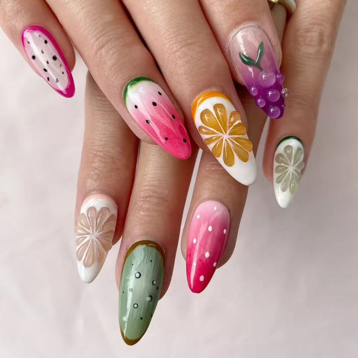 Elegant Artificial Nails with Botanical Designs Bowlift