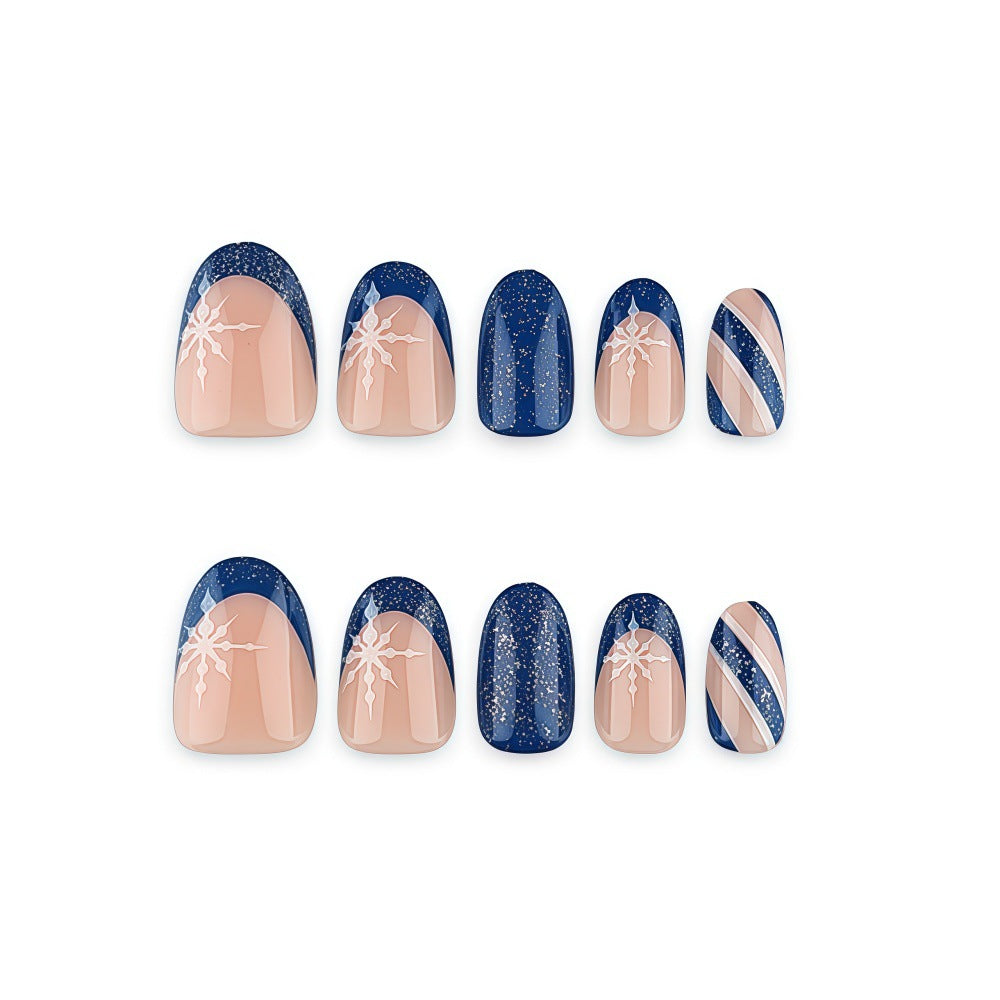 Artificial nails with sparkling blue and floral design Bowlift