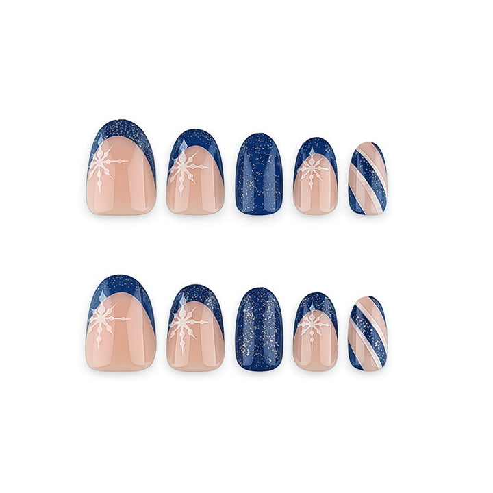 Artificial nails with sparkling blue and floral design Bowlift