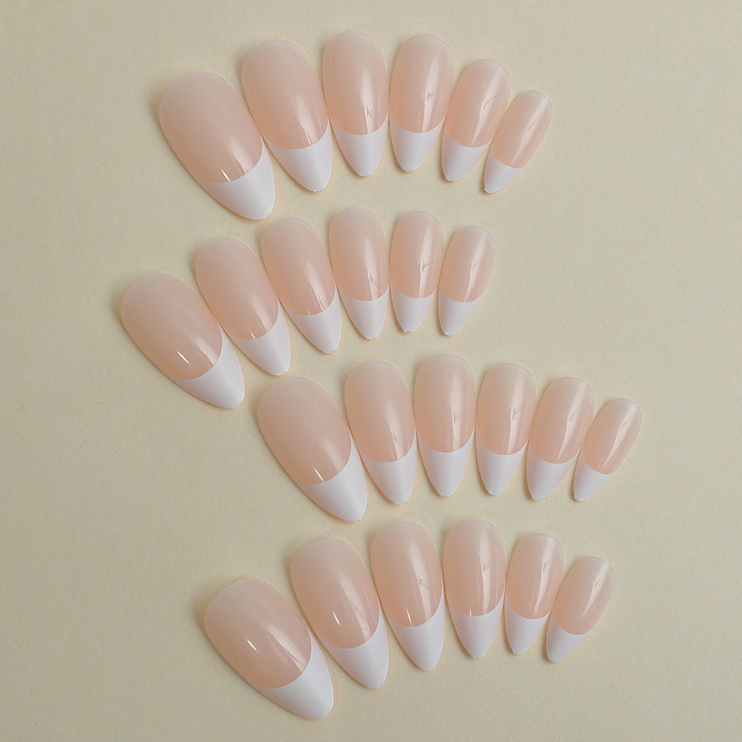 Elegant Stiletto French Tip Press-On Nails Bowlift