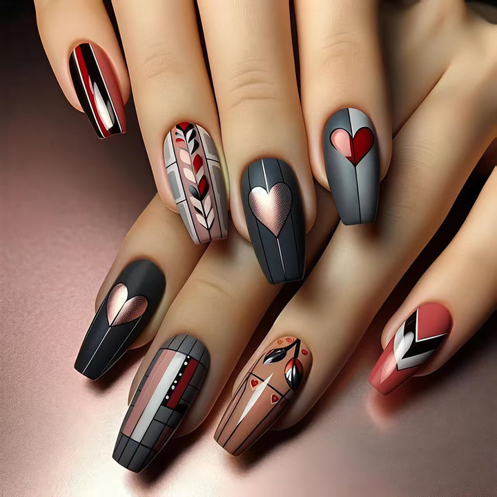 Artistic Heart-Inspired Nail Art Bowlift