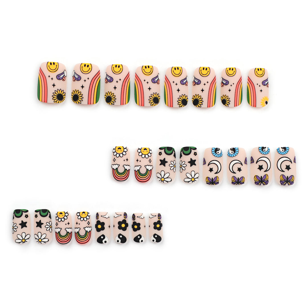 Artificial nail art with colorful motifs and creative decor Bowlift