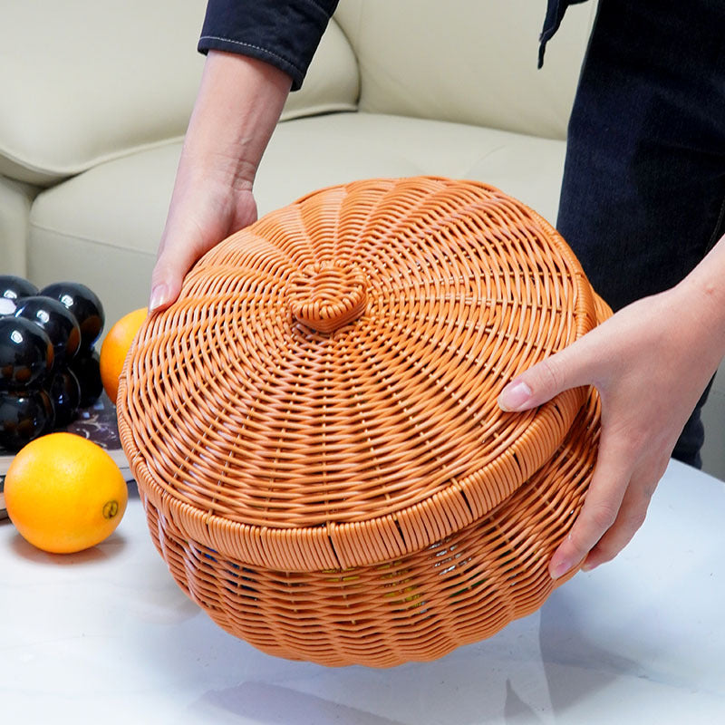 Women's Round Storage Basket with Lid Bowlift