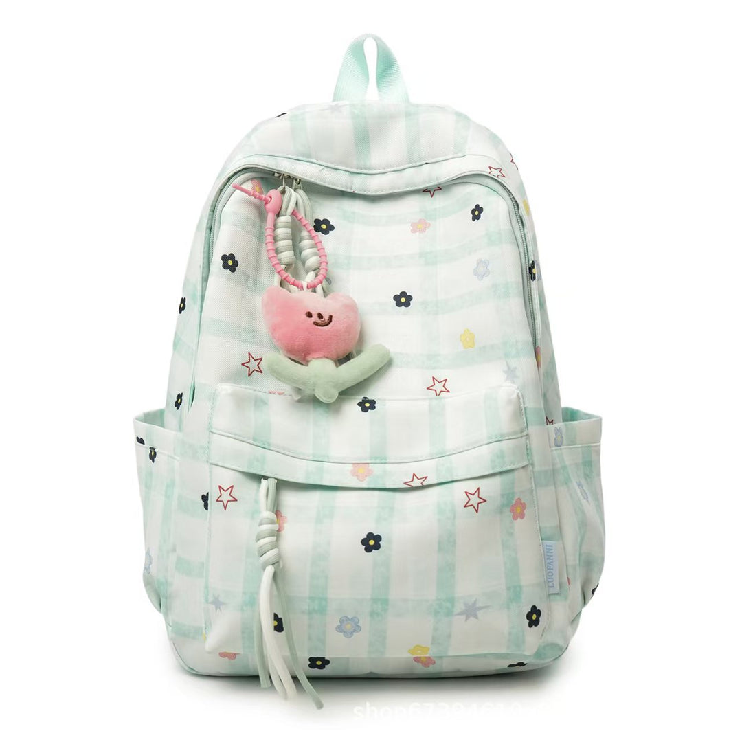 Playful Grid Pattern Backpack Bowlift
