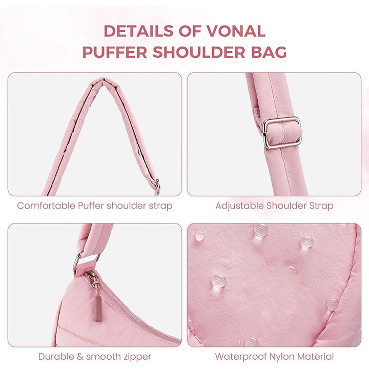 Fashionable shoulder bag with padded shoulder strap and multiple compartments Bowlift