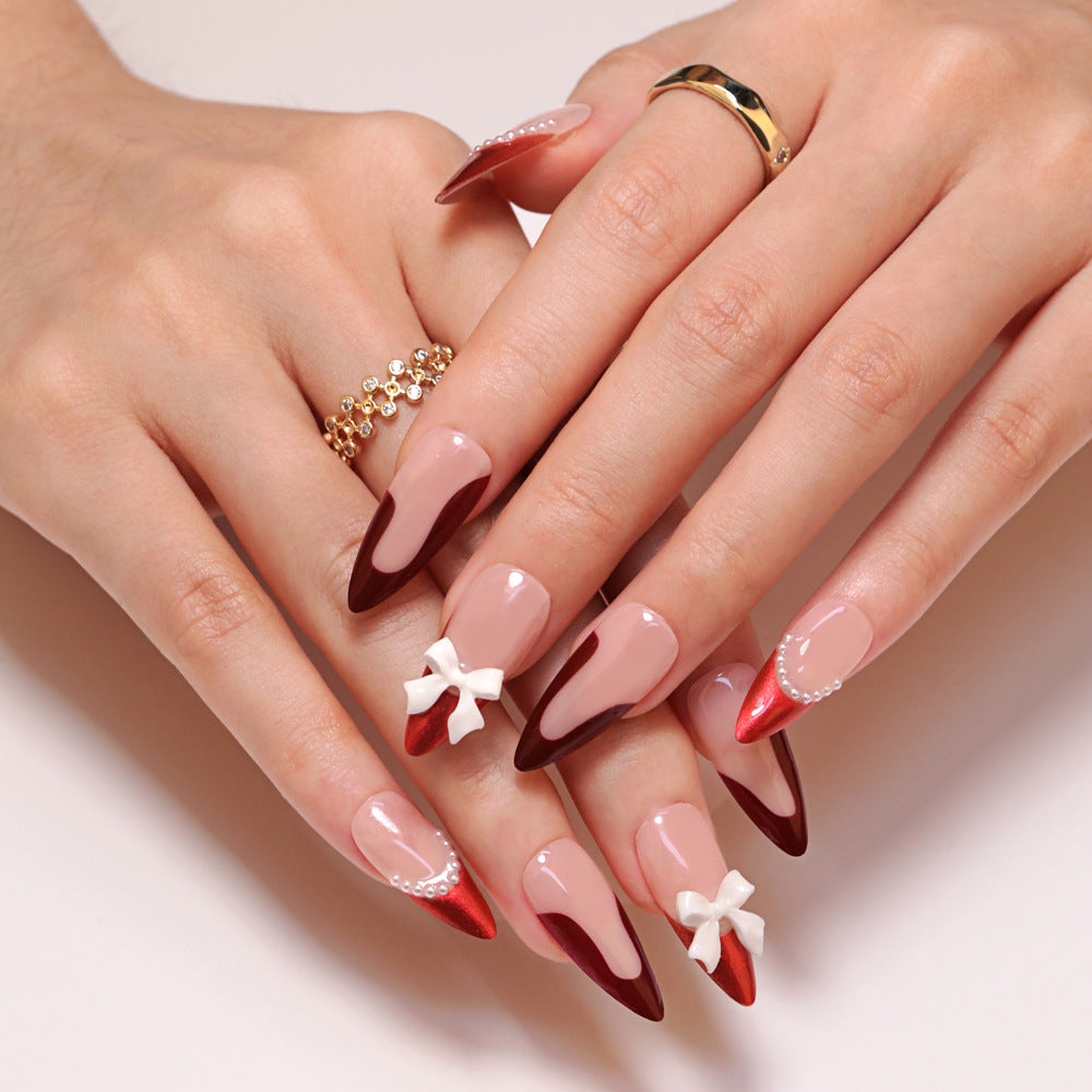 Artificial acrylic nails with detailed floral accents Bowlift