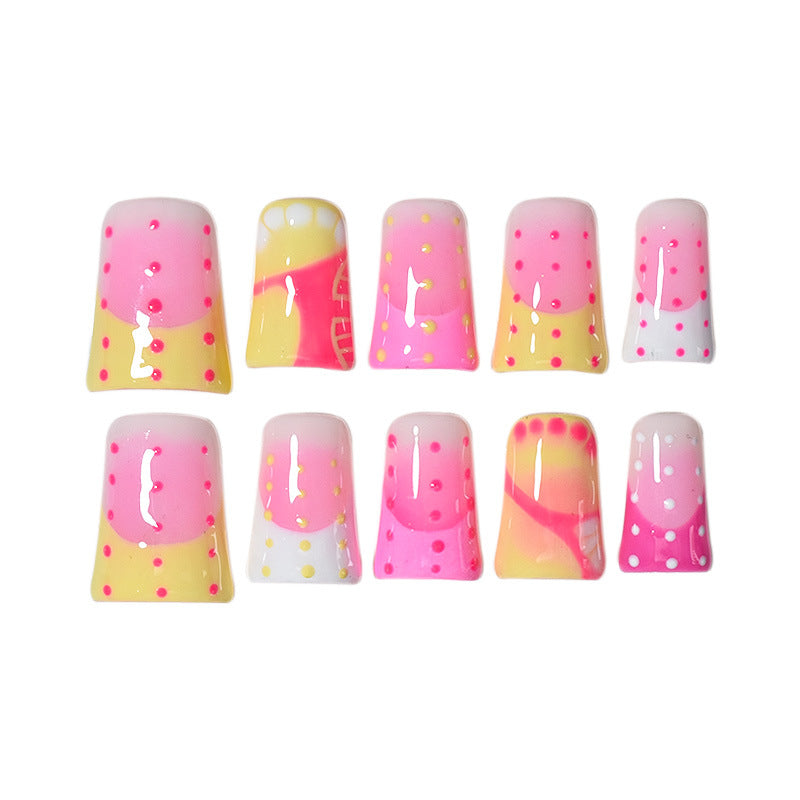 Long Press-On Nail Extensions with Artistic French Tips Bowlift
