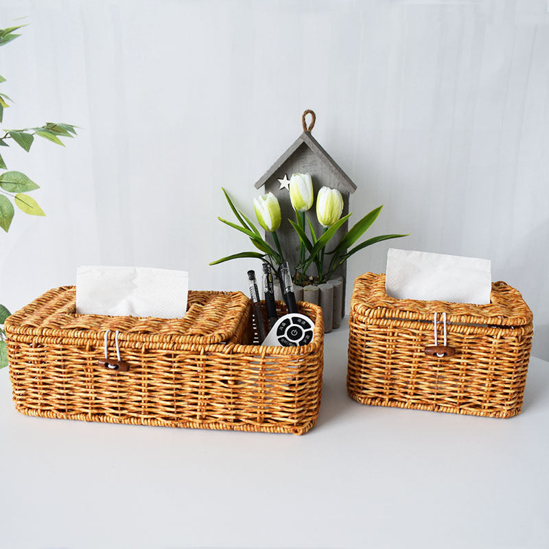 Handcrafted Woven Storage Organizer with Lid Bowlift
