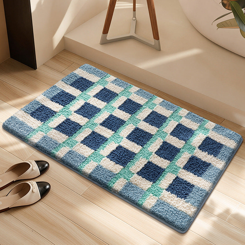Soft Plush Checkered Bath Mat Bowlift