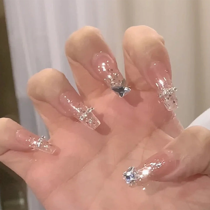 Stylish heart and ombre design artificial nails Bowlift