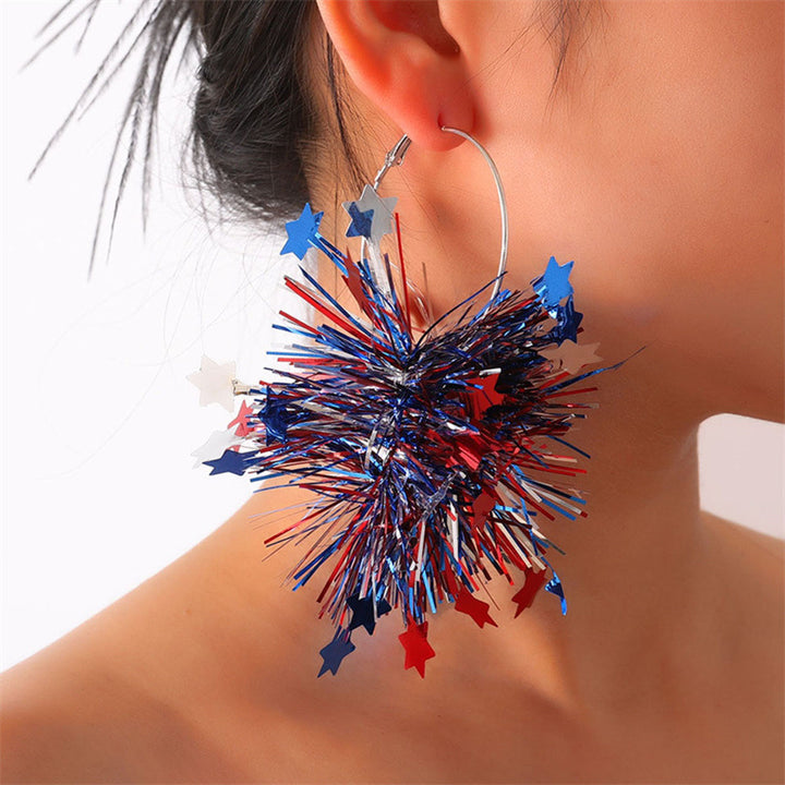 Unisex nan festive metallic tinsel pom pom hoop earrings Bowlift
