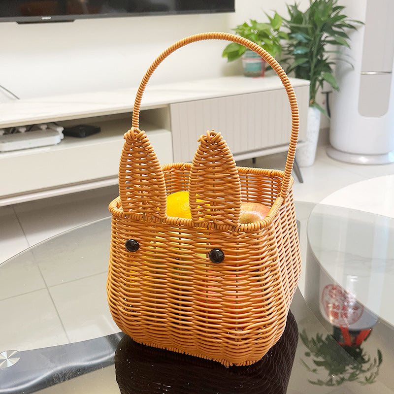 Bunny-Shaped Decorative Woven Storage Basket Bowlift
