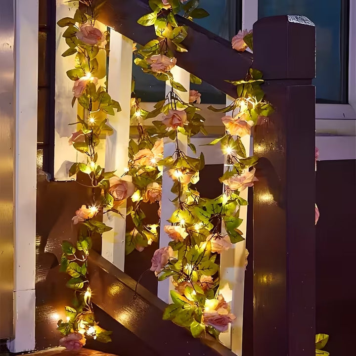Romantic Rose Vine LED Garland With Micro Lights And Weatherproof Flexible Stem Bowlift