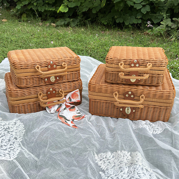 Vintage Wicker Storage Trunk Bowlift