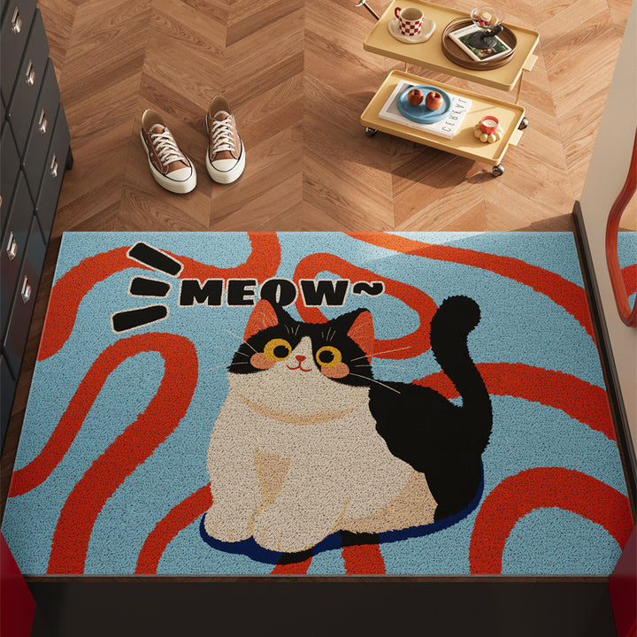 Playful Cartoon Cat-Themed Doormat