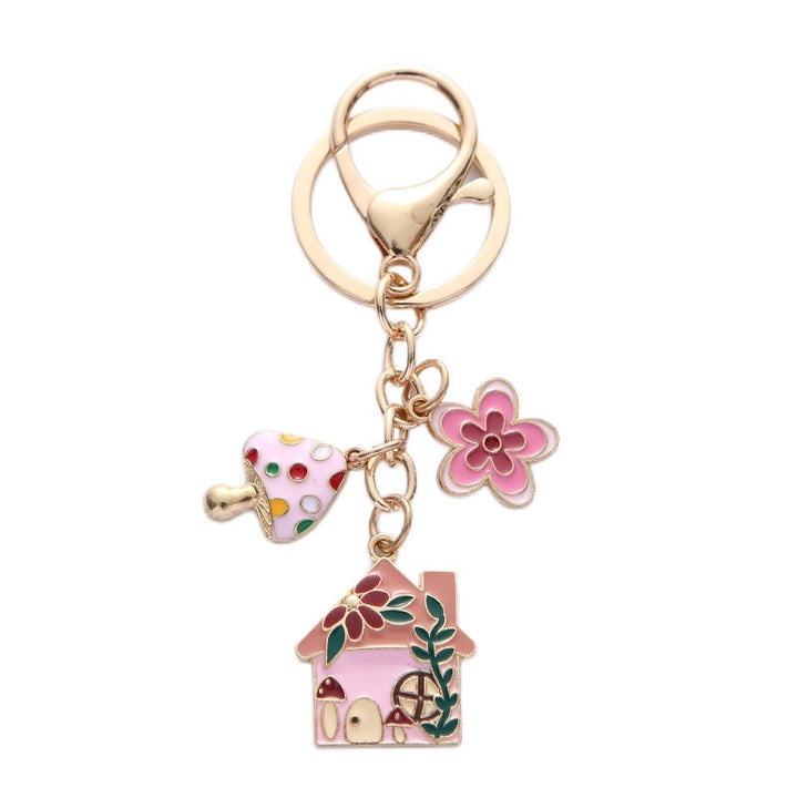 Keychain with Creative Flower and House Design Bowlift