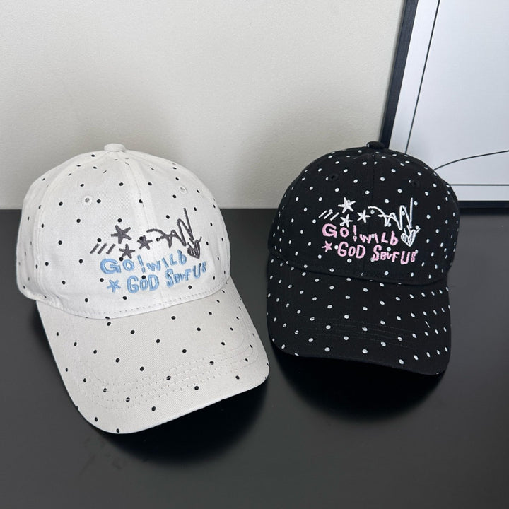 Women's Trendy Polka Dot Embroidered Baseball Cap Bowlift