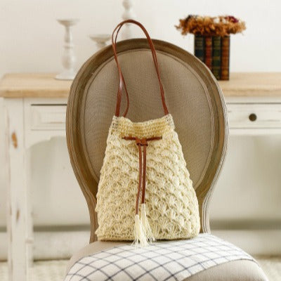 Macrame Shoulder Bag with Elegant Tassel Decoration Bowlift