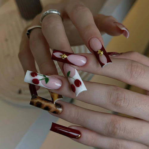 Artistic Cherry-Themed Nail Enhancements Bowlift