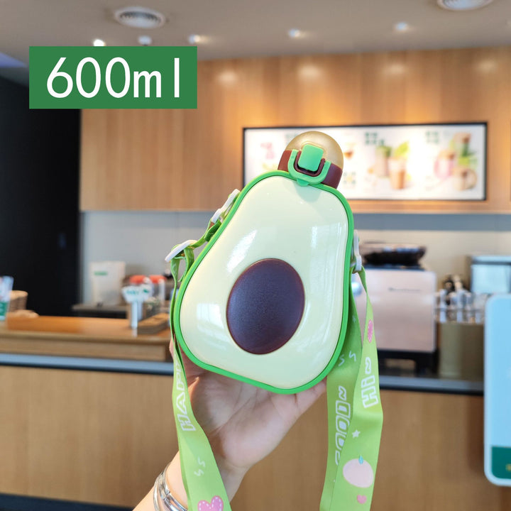 Women's creative avocado water bottle with carrying strap Bowlift