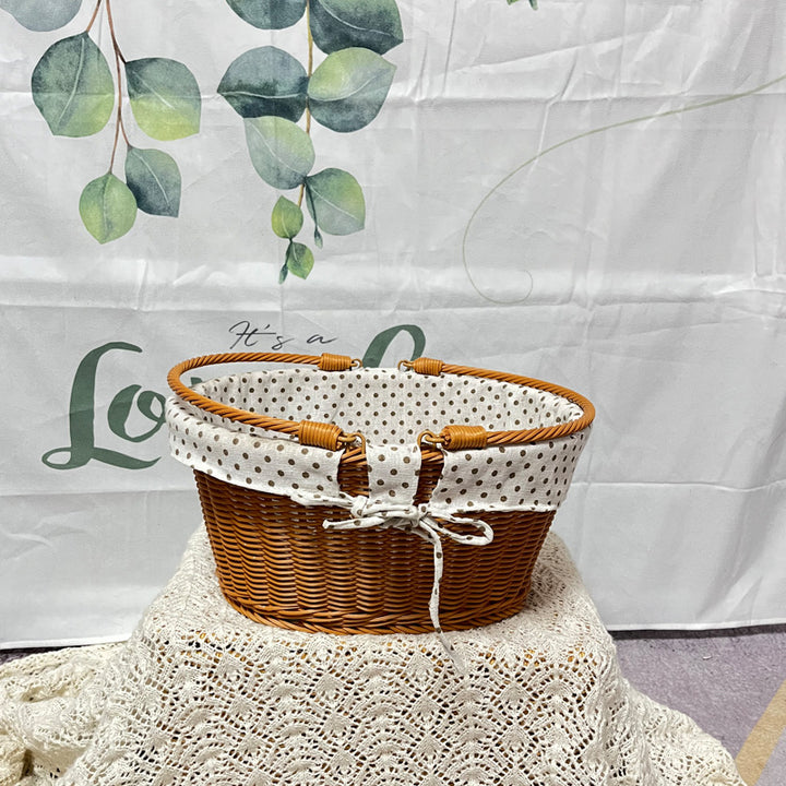 Ladies Elegant Braided Basket with Removable Fabric Insert Bowlift