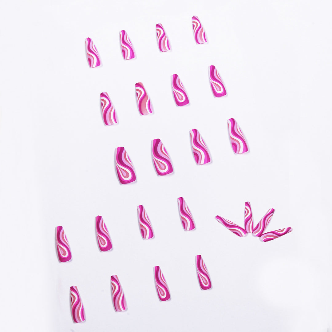 Artistic acrylic nails in ombre design with modern wave patterns Bowlift