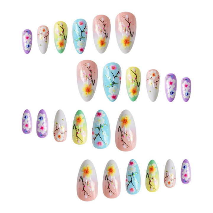 Artistic Floral Press-On Nail Art Extensions Bowlift
