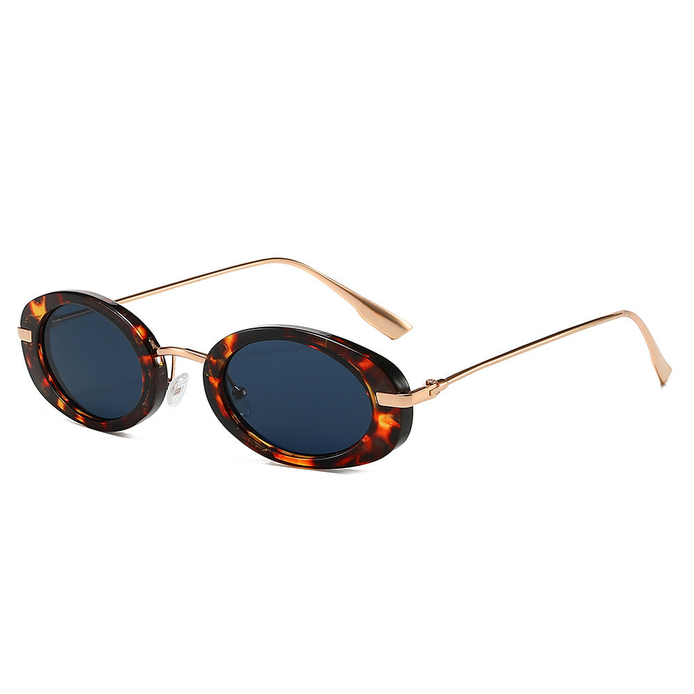 Vintage Oval Sunglasses with Metal Accents Bowlift