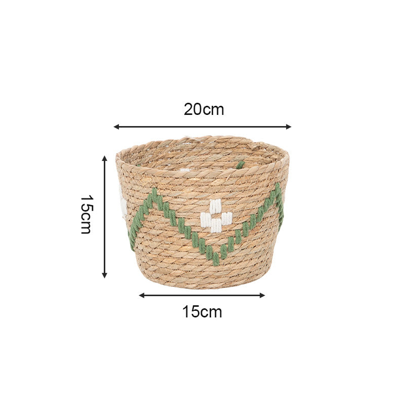 Handwoven decoration basket with colorful pattern