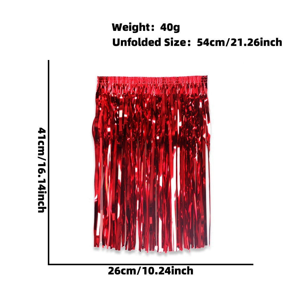 Women's nan metallic foil fringe hula skirt with elastic waistband party costume Bowlift