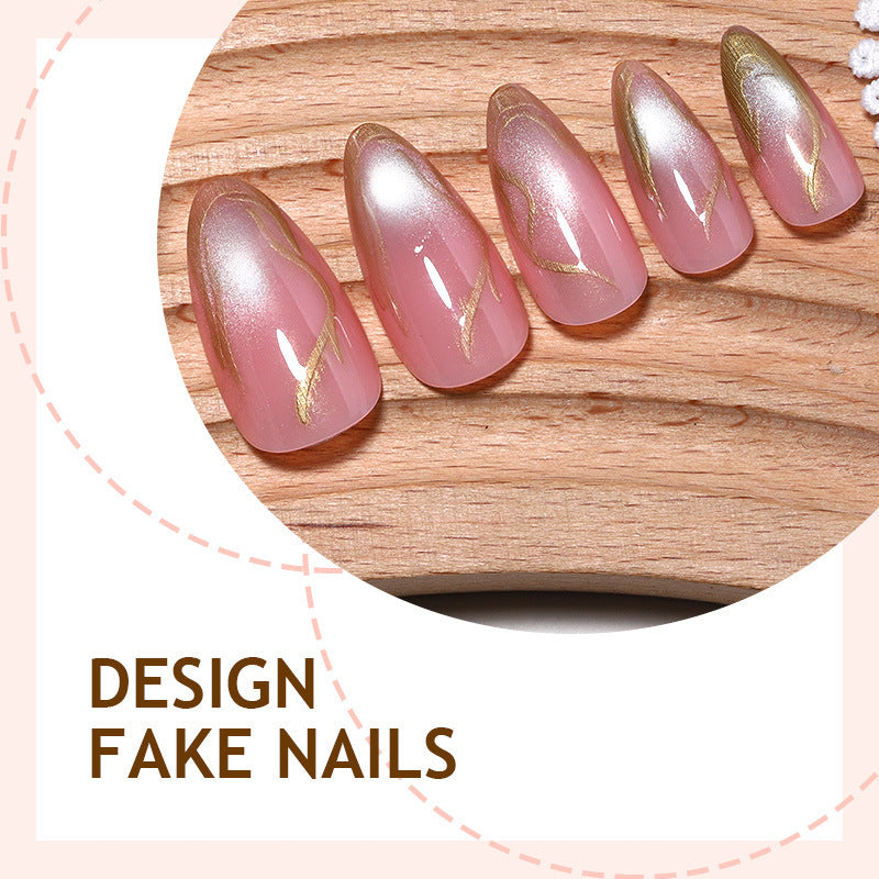 Acrylic nail set with glamorous gradient and golden accents Bowlift