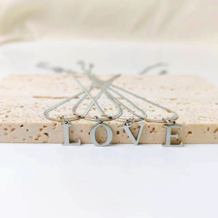 BowLift | Minimal Serif Letter Initial Herringbone Necklace