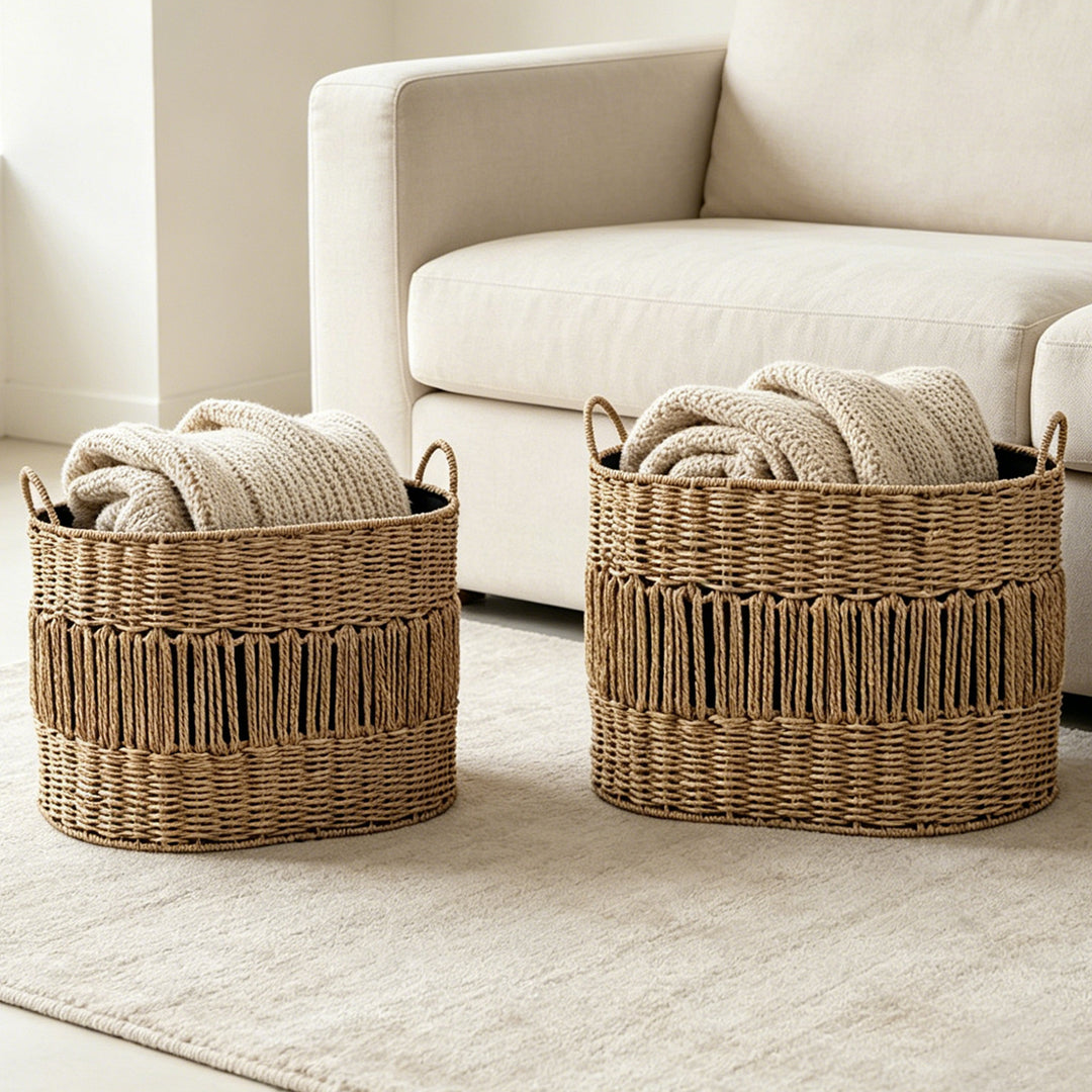Storage basket with elegant fringe design Bowlift