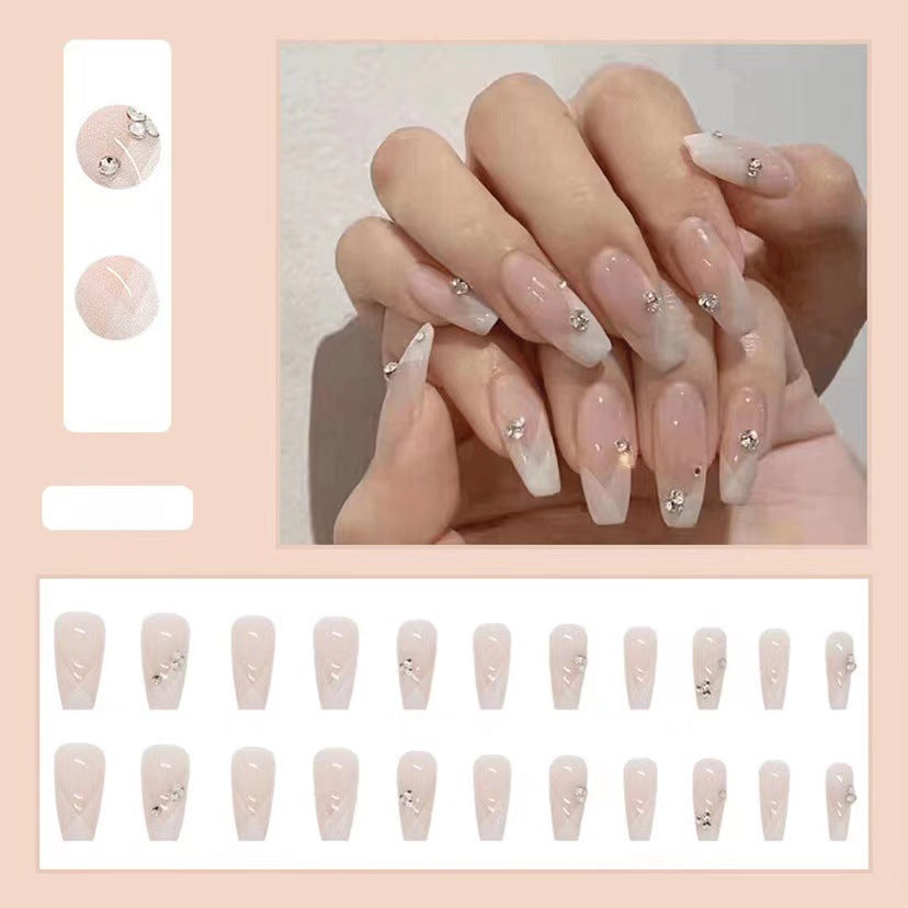 Sparkling Rhinestone Press-On Nail Set Bowlift