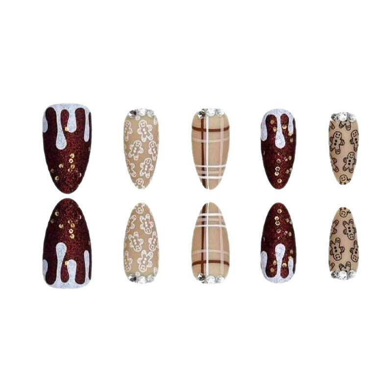Festive Gingerbread Themed Press-On Nails Bowlift