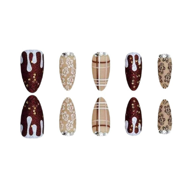 Festive Gingerbread Themed Press-On Nails Bowlift
