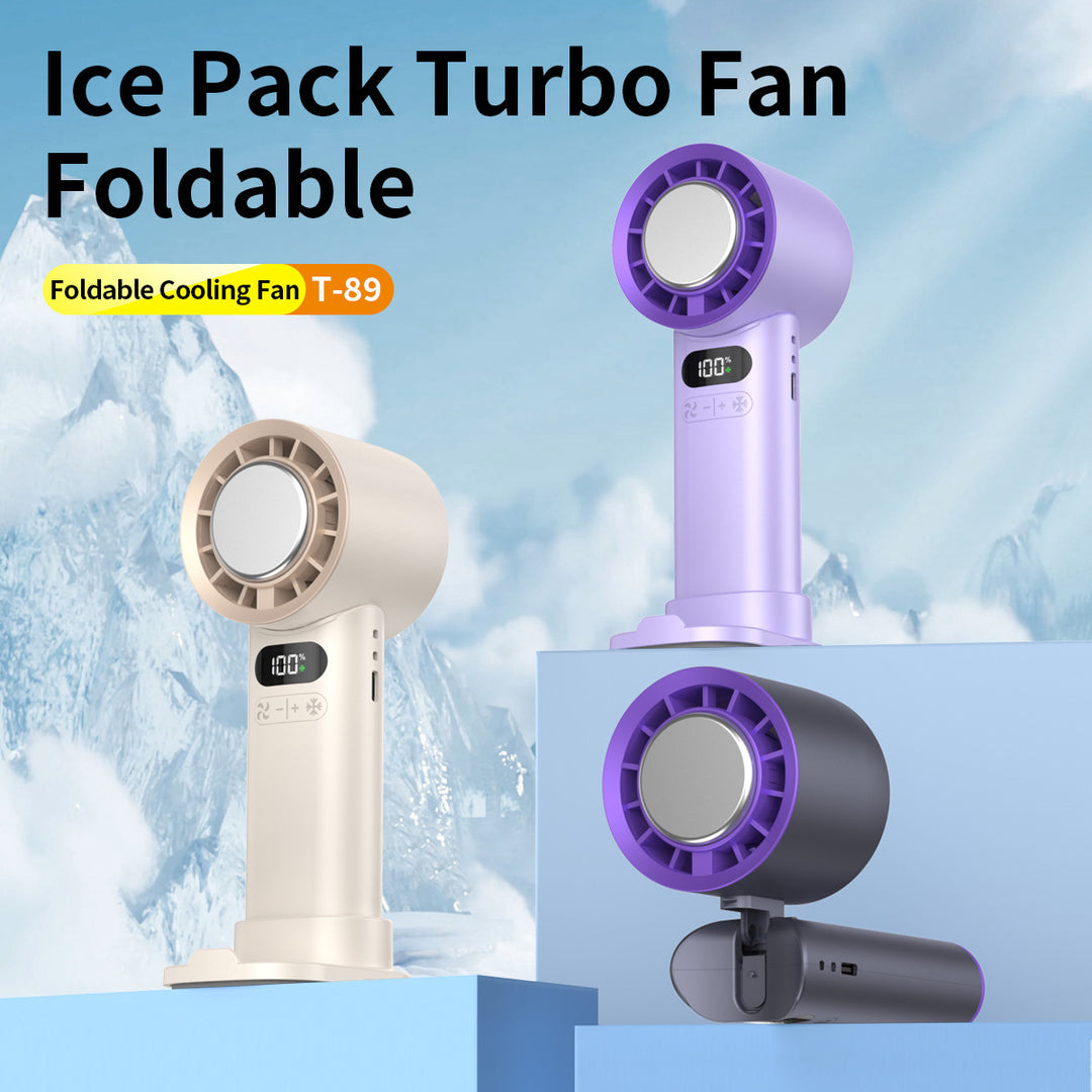 Unisex nan foldable portable handheld cooling fan with digital LED display and ice-sensing technology Bowlift