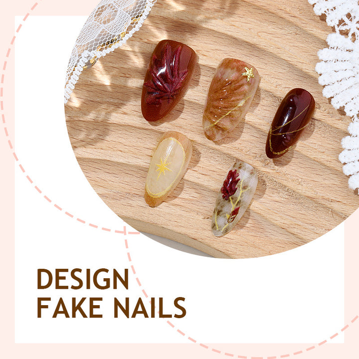 Nail set with elegant flower and glitter accents Bowlift