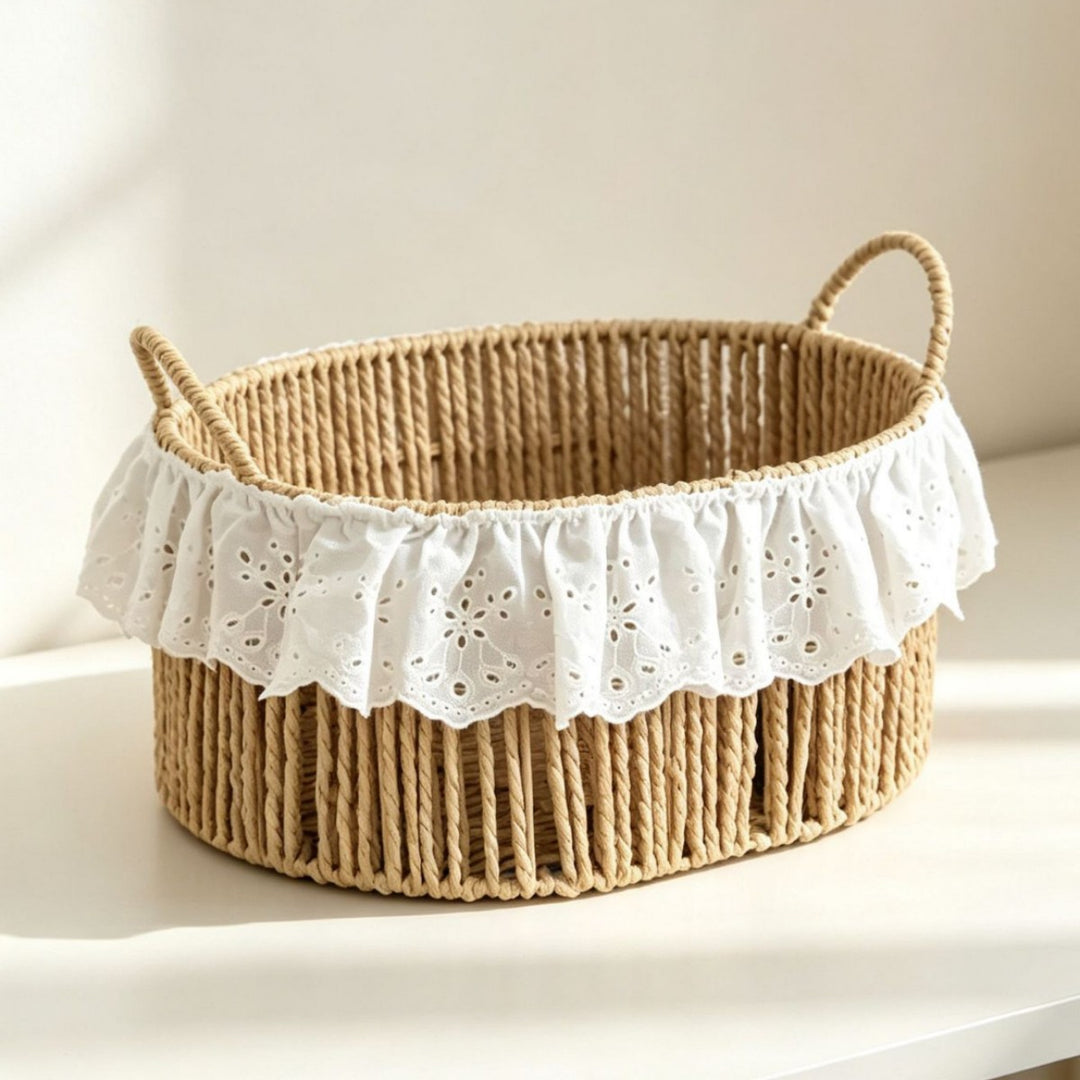 Charming storage basket with ruffle detail Bowlift