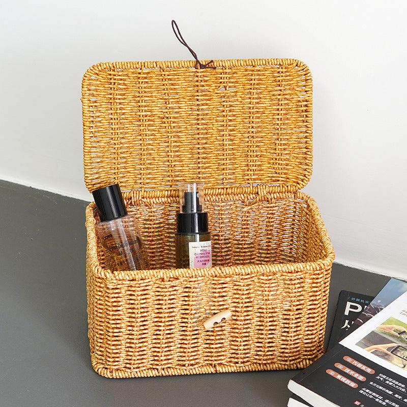 Women Large Storage Basket with Lid Bowlift