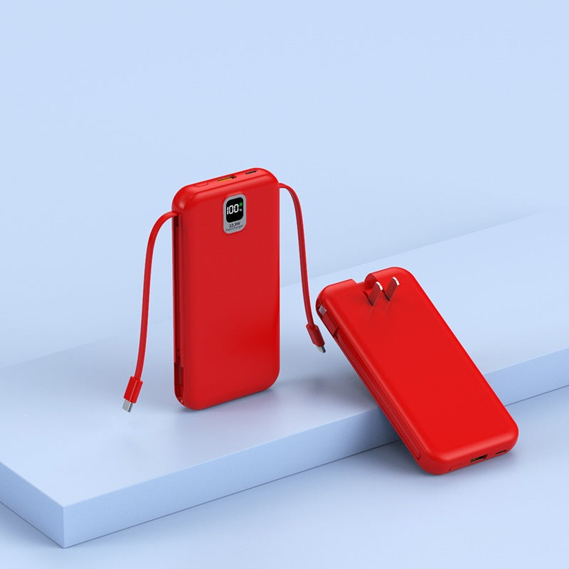 Portable power bank with integrated charging cable and LED display Bowlift